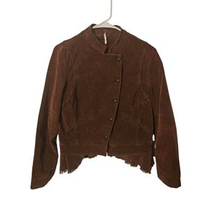Free People Military Style Jacket-Womens-Small-Brown‎ Velvet